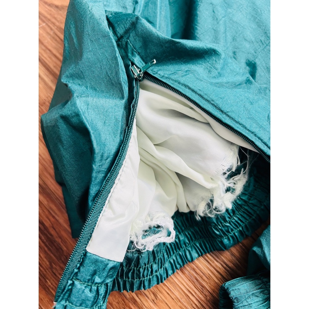 VTG First Run Teal Nylon Track Pants Mens L Windbreaker w/Inner Lining Defect - Picture 8 of 8